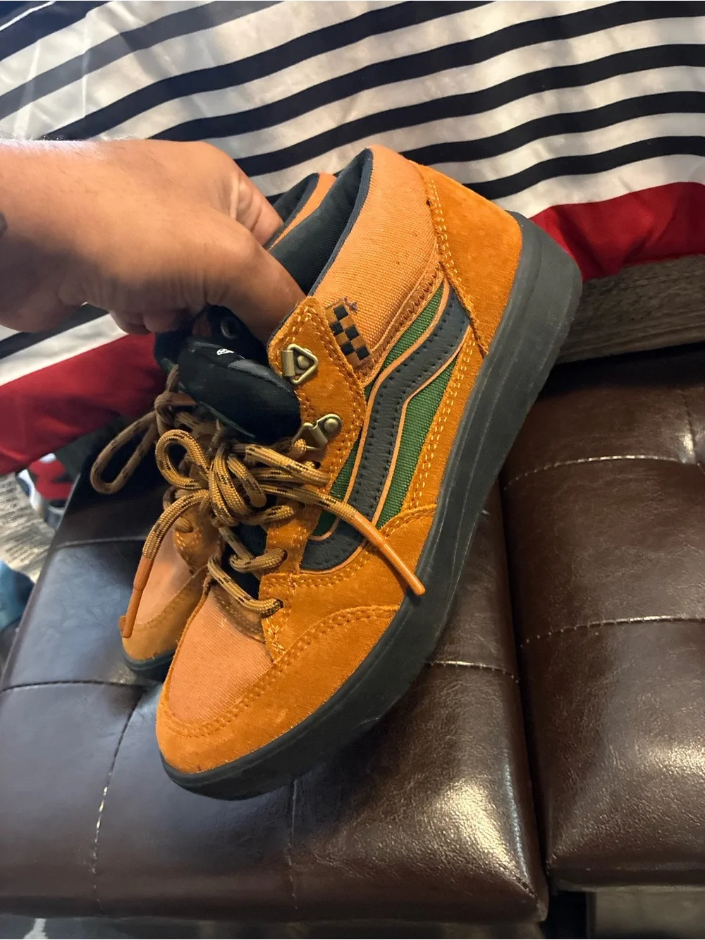 Men's Orange Suede Casual Sneakers - Unbranded